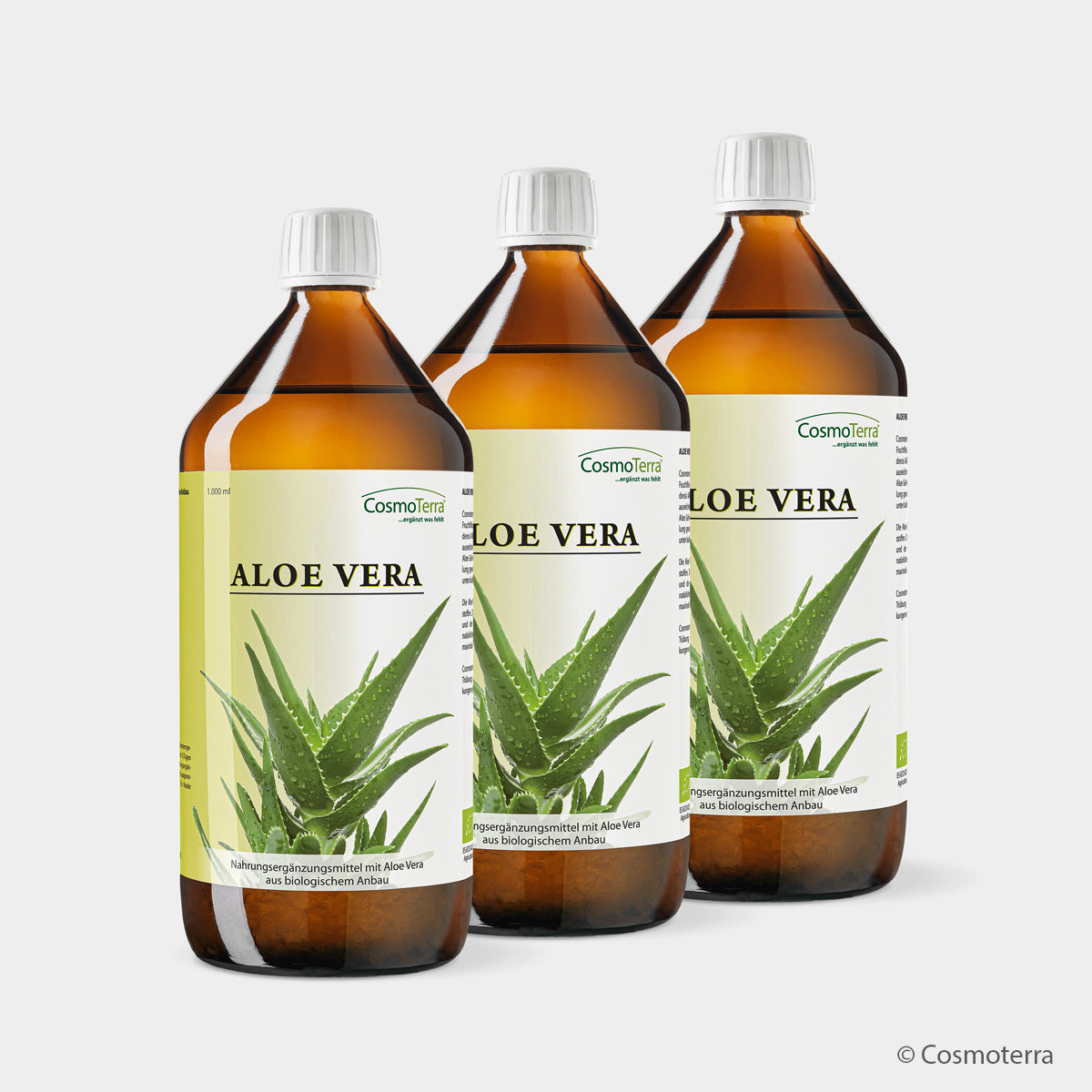 AKTION Cosmoterra ALOE VERA Saft Bio – Reiner Frischpflanzensaft 3x1000ml
