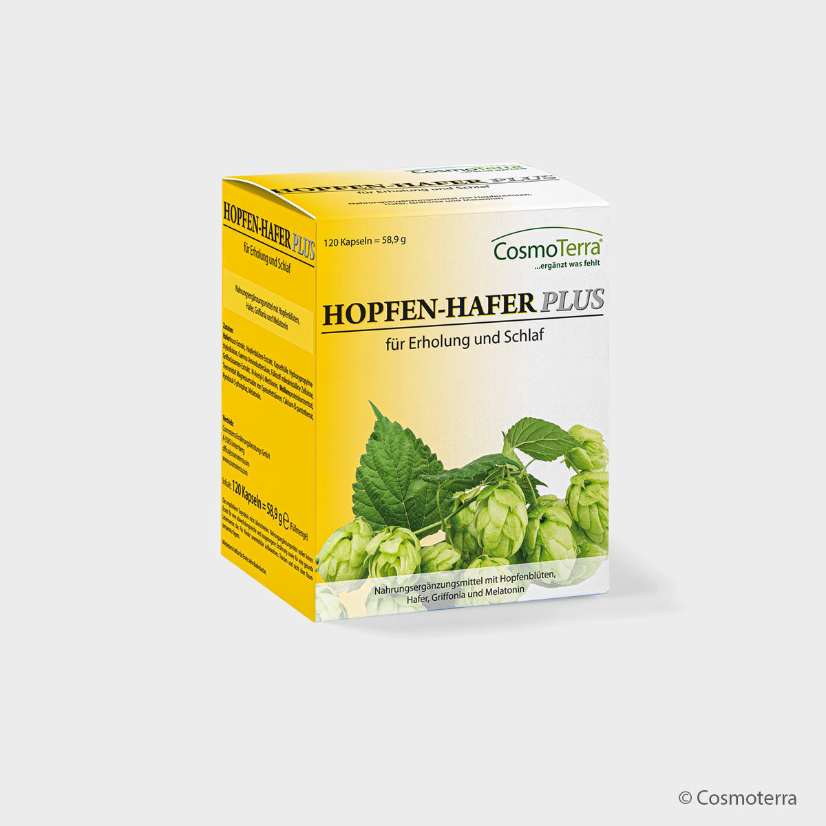 Cosmoterra HOPFEN-HAFER PLUS für erholsamen Schlaf & Melatonin (120 Kapseln)