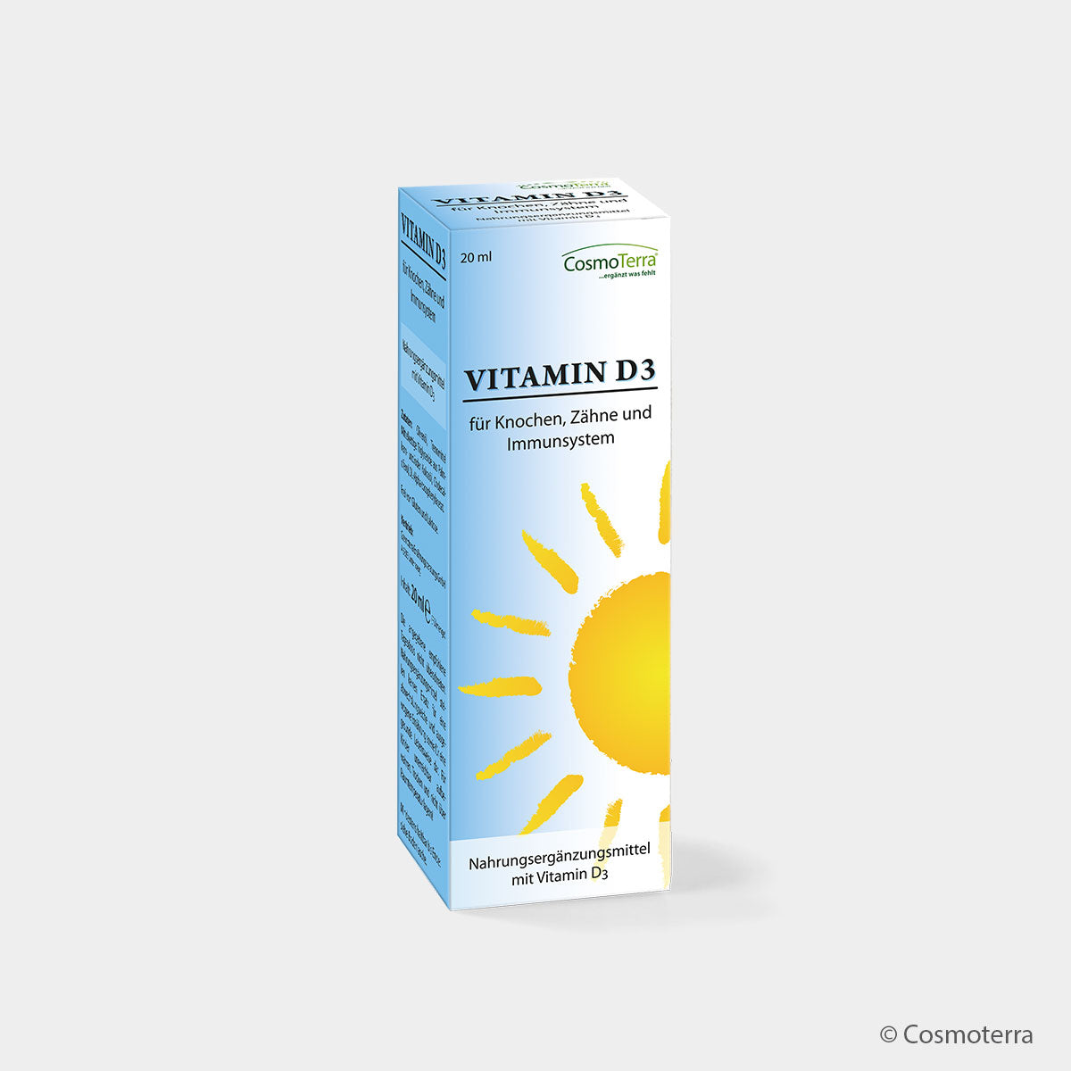 Cosmoterra VITAMIN D3 Sonnenvitamin – Immunsystem & Knochen (Flüssigkeit, 20 ml)